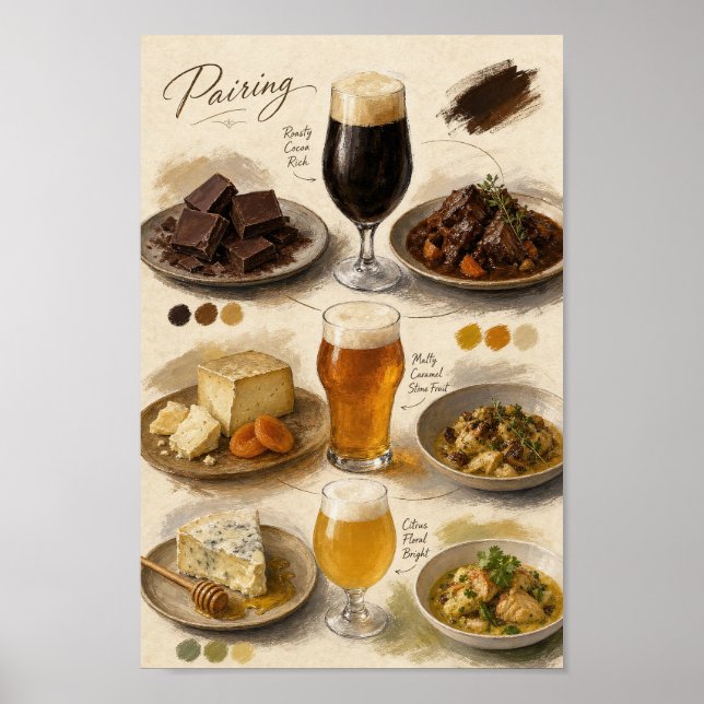 Beer and Food Tasting Pairing Guide Poster (Front)