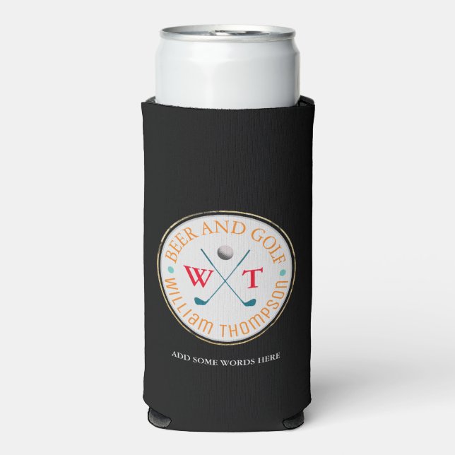 BEER AND GOLF  golf-player  Seltzer Can Cooler (Seltzer Front)