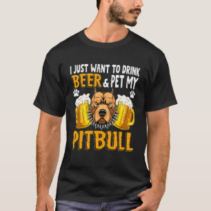 Beer And Pitbull Dog Mum Dog Dad Idea T-Shirt