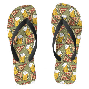 Beer and Pizza Graphic Pattern Jandals