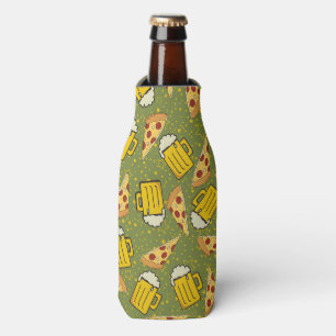 Beer and Pizza Pattern Bottle Cooler