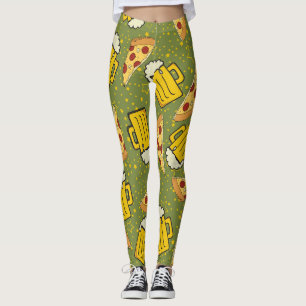 Beer and Pizza Pattern Leggings