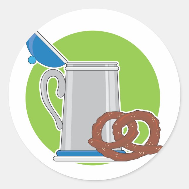 Beer and Pretzel Classic Round Sticker (Front)