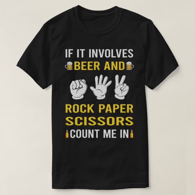 Beer And Rock Paper Scissors T-Shirt (Design Front)