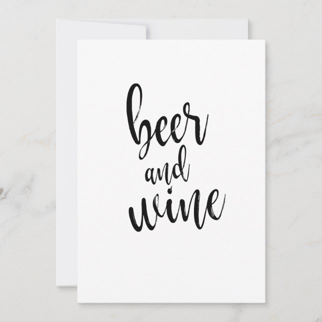 Beer and Wine Black and White Affordable Sign Invitation (Front)