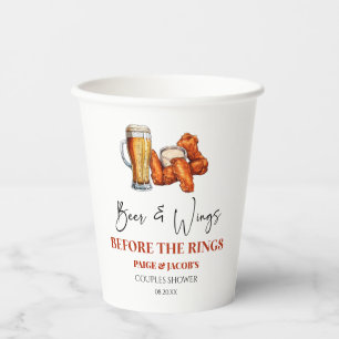 Beer and Wings Before The Rings Couples Shower Paper Cups