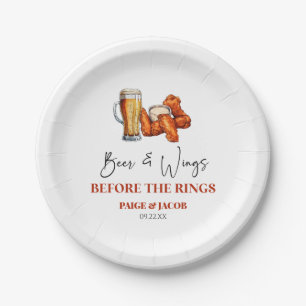 Beer and Wings Before The Rings Rehearsal Dinner Paper Plate