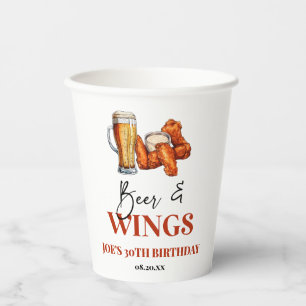 Beer and Wings Birthday Party Paper Cups