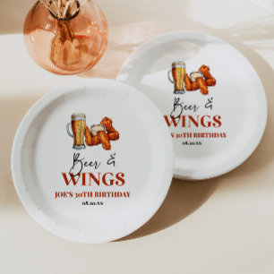 Beer and Wings Birthday Party Paper Plate