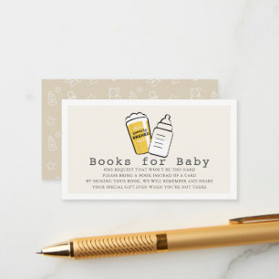 Beer & Baby Bottle Beige Baby Shower Book Request Enclosure Card
