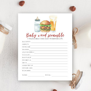Beer baby shower - Baby Word Scramble
