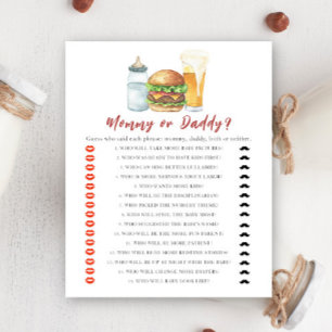 Beer baby shower - mummy or daddy game