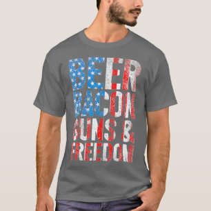 Beer Bacon Guns  Freedom USA American Flag 2nd T-Shirt