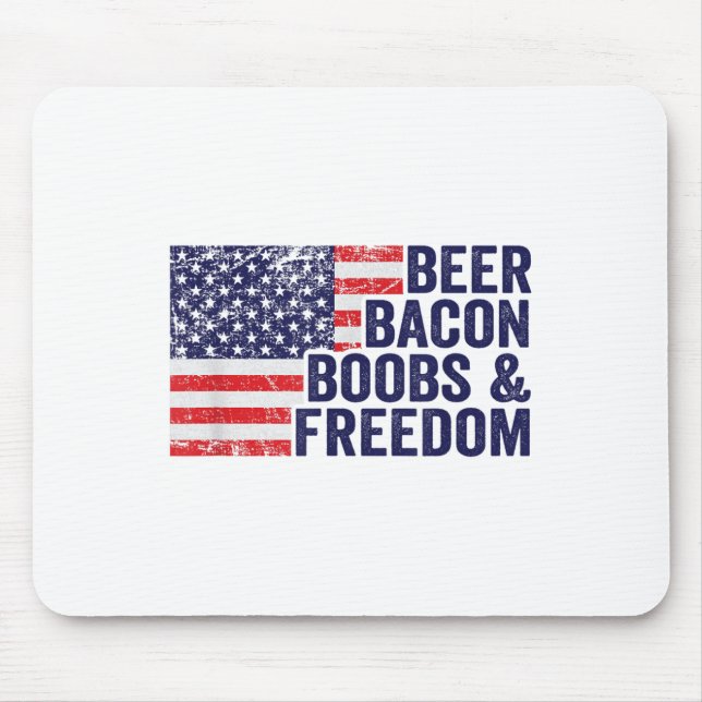 Beer Bacon S &amp; Freedom - Funny Usa Flag Bbq Dr Mouse Pad (Front)