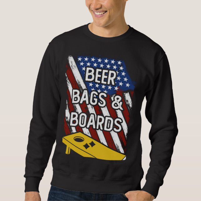 Beer Bags And Boards American Cornhole Player USA  Sweatshirt (Front)