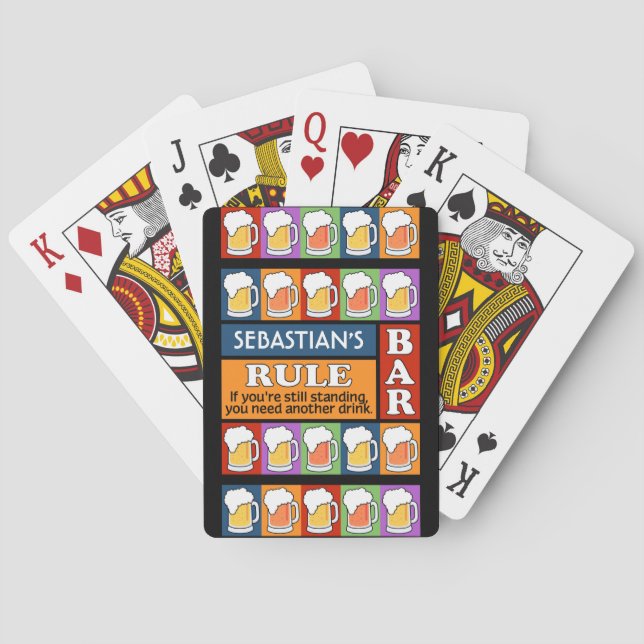 BEER Bar Pop Art custom monogram playing cards (Back)