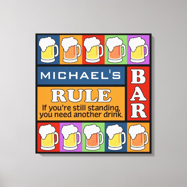 BEER Bar Pop Art CUSTOM NAME canvas print (Front)