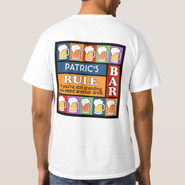BEER Bar Pop Art CUSTOM NAME clothing T-Shirt (Back)