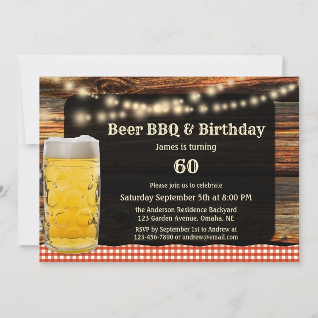 Beer BBQ Birthday Party Invitation (Front)
