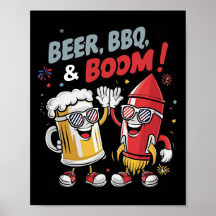 Beer Bbq Boom Funny Party  Poster