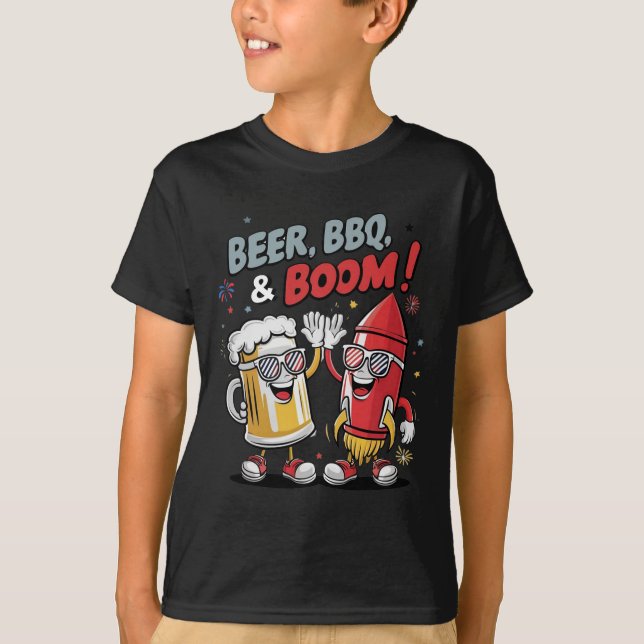 Beer Bbq Boom Funny Party  T-Shirt (Front)
