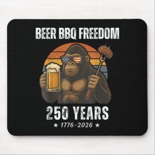 Beer BBQ Freedom Bigfoot US Flag Patriotic America Mouse Pad