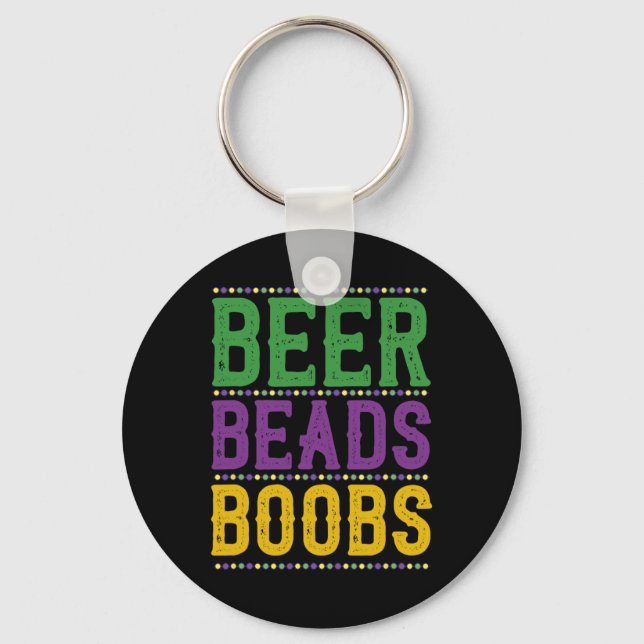 Beer Beads Breast Carnival Parade Gift Funny Mardi Key Ring (Front)