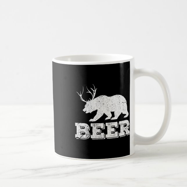 Beer Bear Deer Funny Hunting Vintage  Coffee Mug (Right)