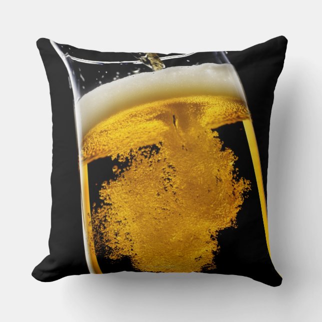 Beer been poured into glass cushion (Front)