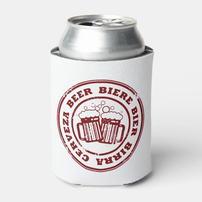 Beer, Biere, Bier, Birra, Cervzea Stamp Can Cooler (Can Front)