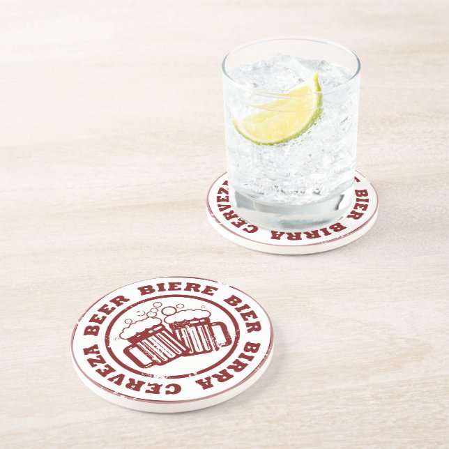 Beer, Biere, Bier, Birra, Cervzea Stamp Coaster (Side)