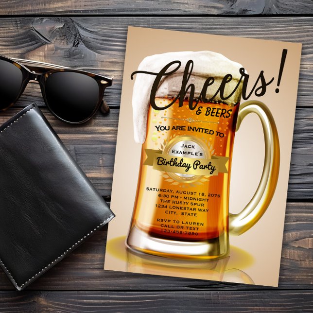 Beer Birthday Party Invitations (Cheers and Beers any event invitation. You can change all text, font and wording as needed.)