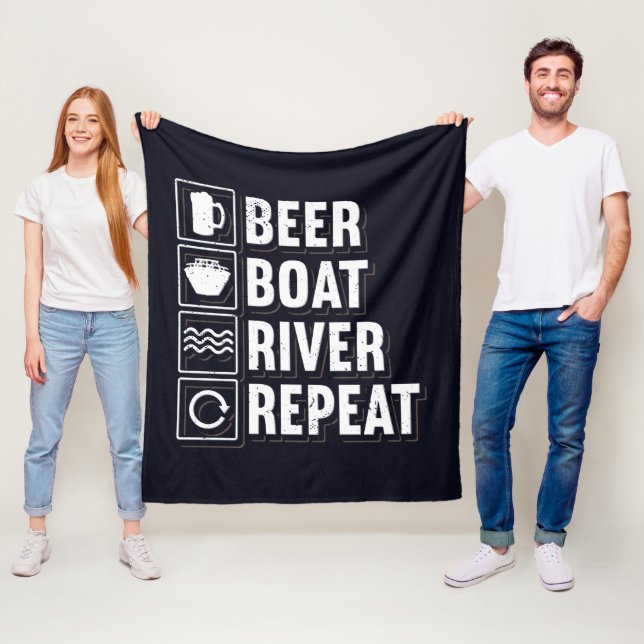 Beer Boat River and Drinking Beer Fleece Blanket (In Situ)
