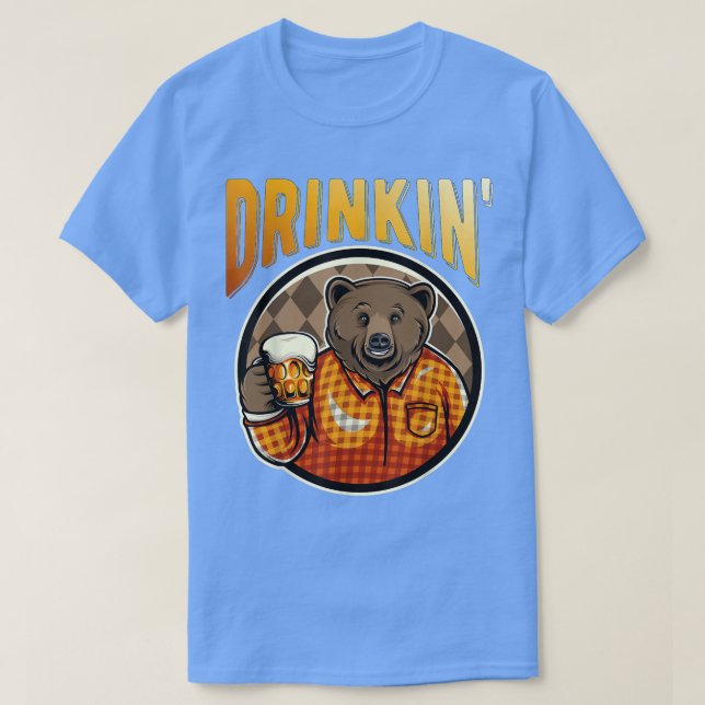 Beer Bod Grizzly Bear Drinkin' Beer Casual Funny B T-Shirt (Design Front)
