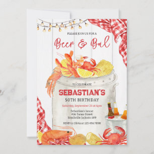 Beer & Boil Crawfish Seafood Boil Birthday Party Invitation