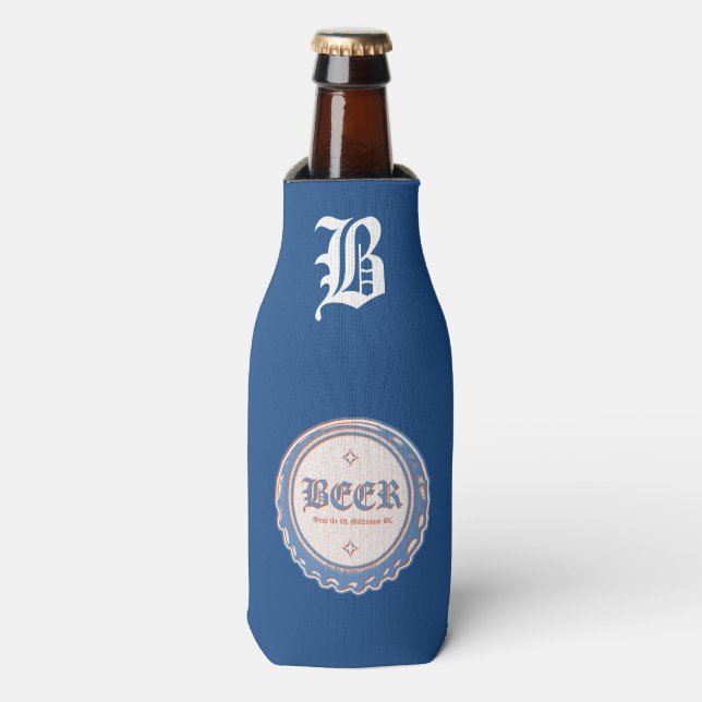 Beer Bottle Cap Blue/White Cooler (Bottle Front)