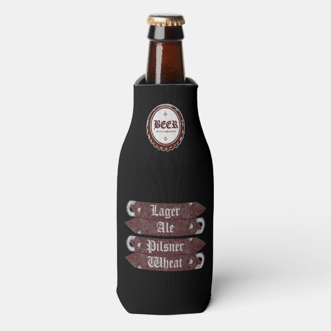 Beer Bottle Cap/Bottle Opener Grey/White Cooler (Bottle Front)