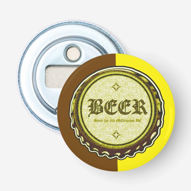 BEER - Bottle Cap Brown and Yellow Opener (Front)