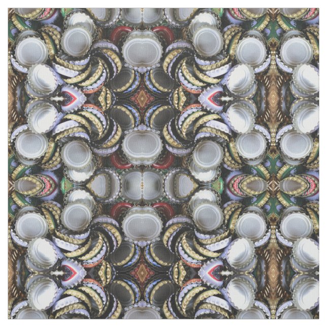 Beer Bottle Caps Top Pattern Fabric (Swatch)