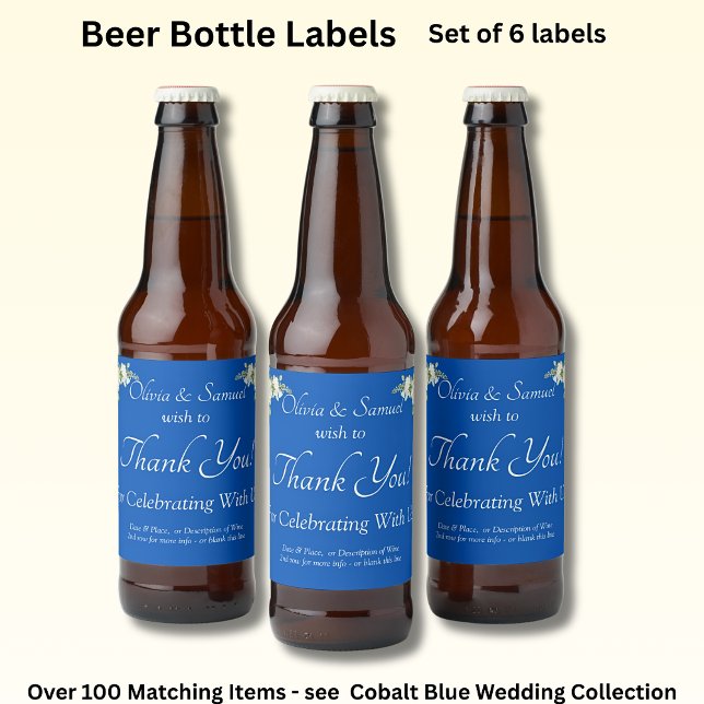 Beer Bottle Labels, Cobalt Blue & White  Label (Creator Uploaded)