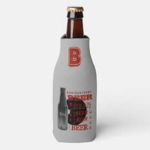Beer Bottle Multi-Text Grey/Black/Orange Cooler