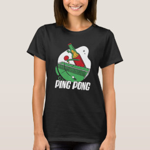 Beer Bottle With Table Tennis Bat Beer Plays Ping T-Shirt