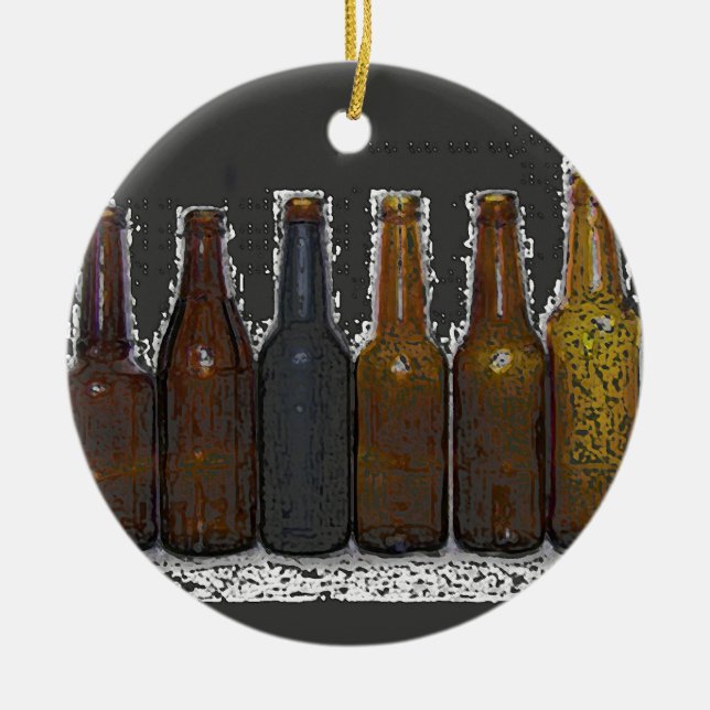Beer Bottles Ceramic Tree Decoration (Front)