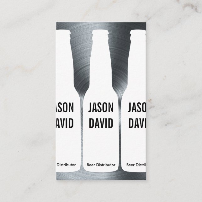 Beer Bottles | Metallic Background Business Card (Front)