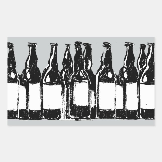 beer bottles rectangular sticker (Front)