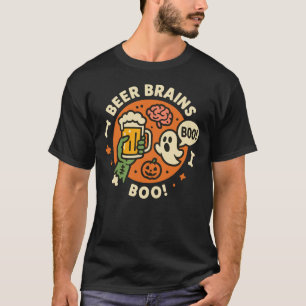 Beer Brains Boo Funny Halloween Beer Lover Design T-Shirt