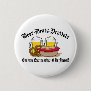 Beer Brats Pretzels German 6 Cm Round Badge
