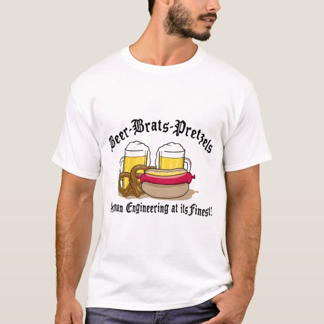 Beer Brats Pretzels German T-Shirt (Front)