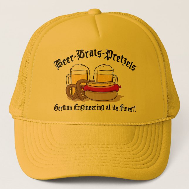 Beer Brats Pretzels German Trucker Hat (Front)