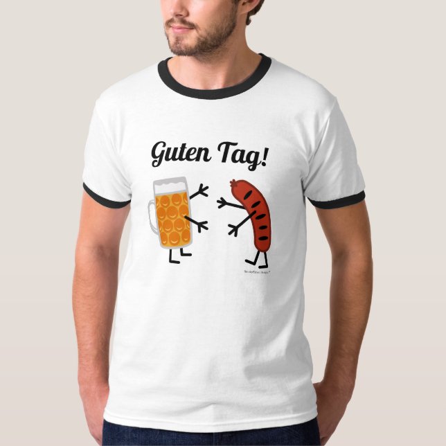 Beer & Bratwurst - Guten Tag! - Funny Foodie T-Shirt (Front)